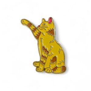 Vintage Chronicle Books Orange Tabby Cat Brooch Yellow Orange Metal Approx 2"L